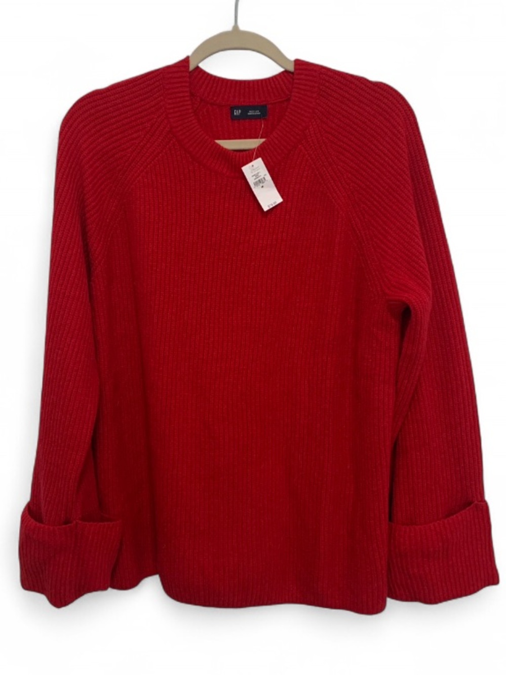 GAP Red Ribbed Crewneck Sweater